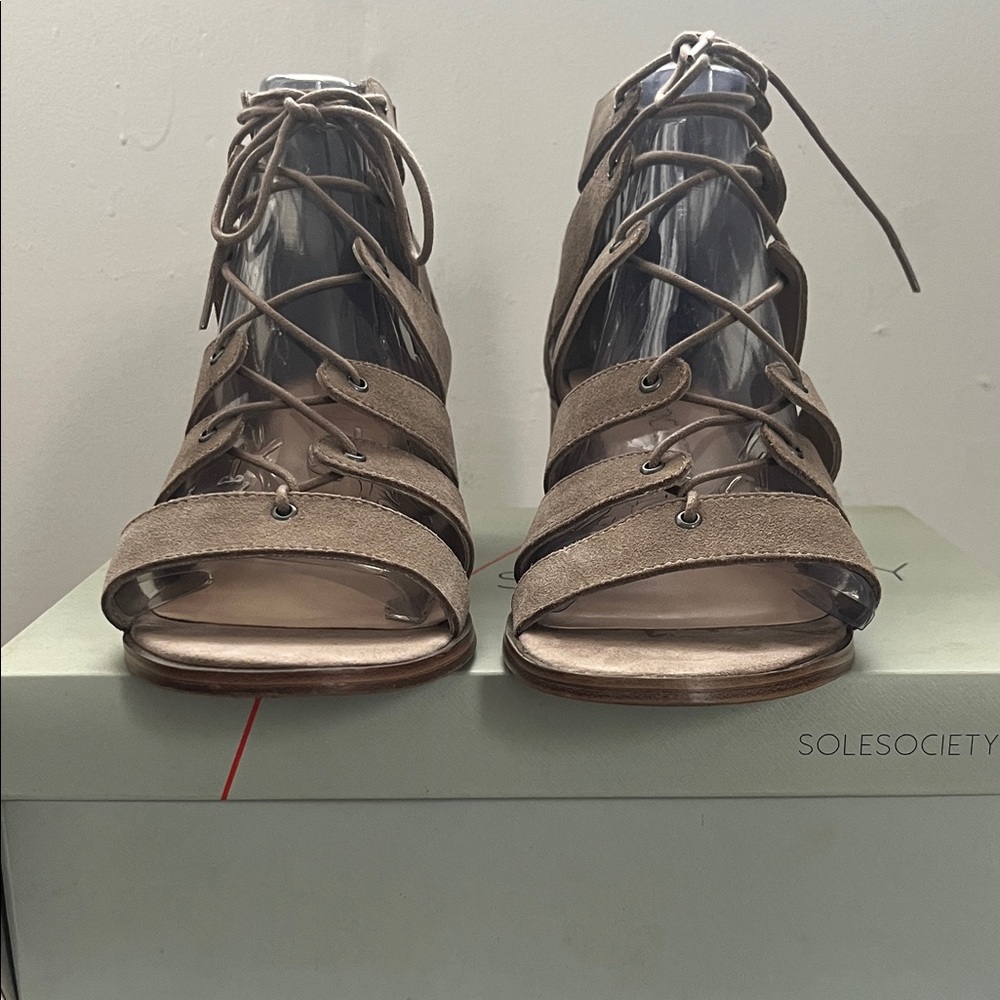 Sole Society Women's Brown Lace-Up Heels